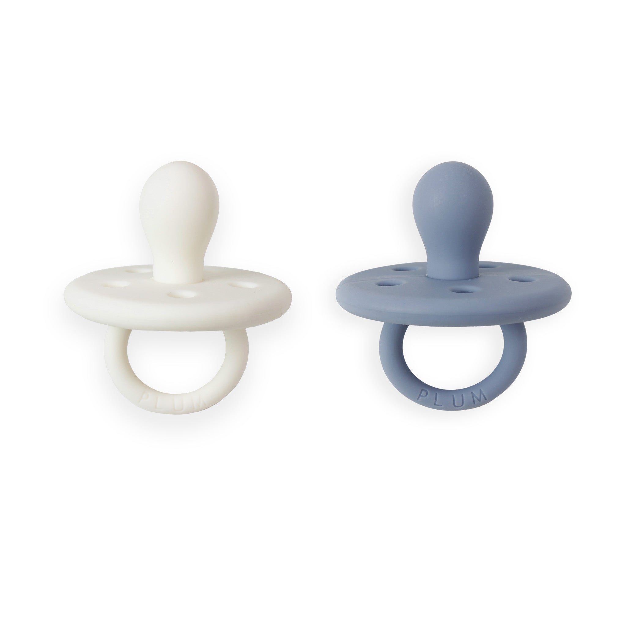 PLUM Silicone Baby Pacifiers & Connector Set - BPA-Free, Steel Blue (0-6 Months) - Perfect for Newborns, Infants, and Travel Essentials