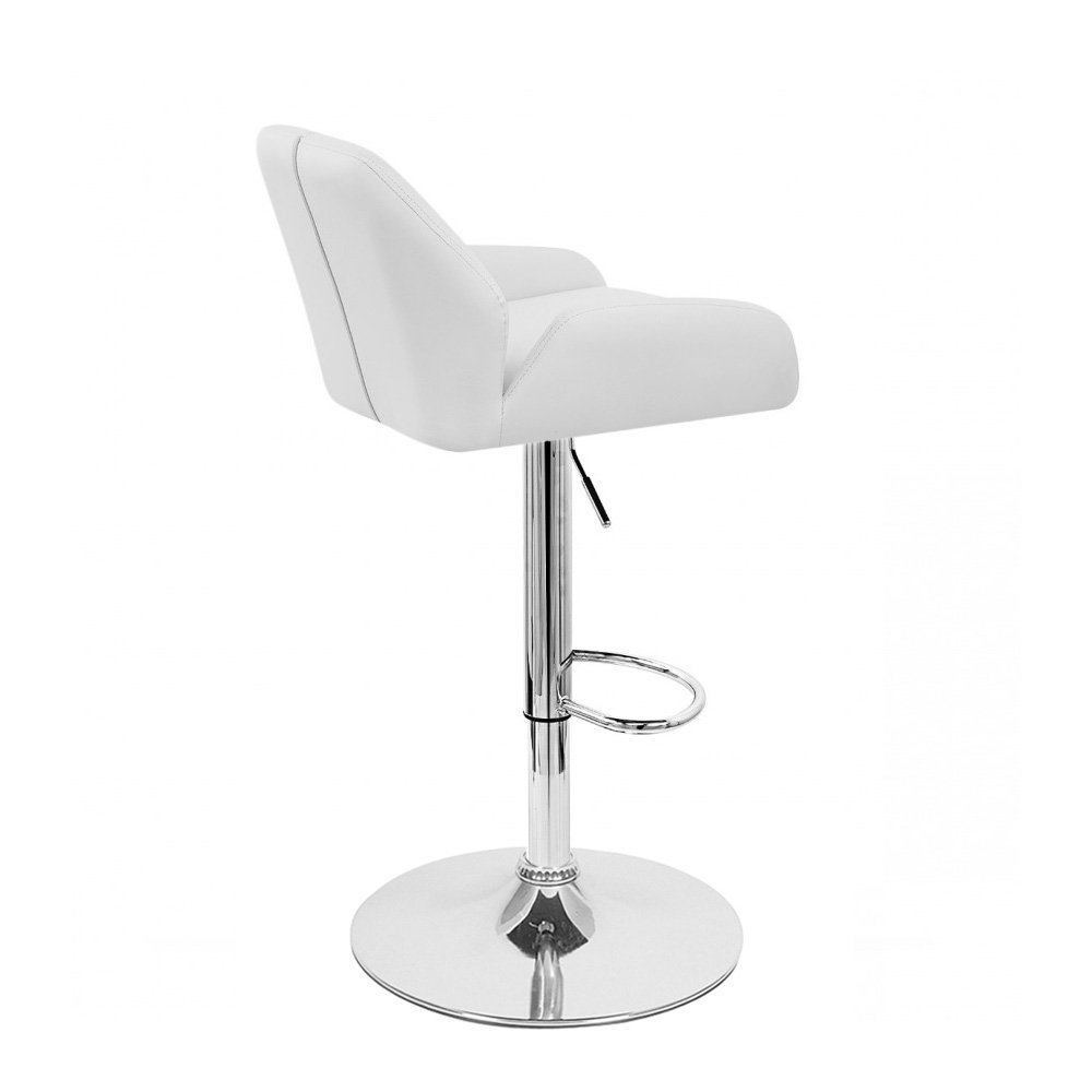Tesla Leather Modern Adjustable Bar Stool - Vanilla White, Perfect for Kitchen Counter, Home Bar & Office Workspace