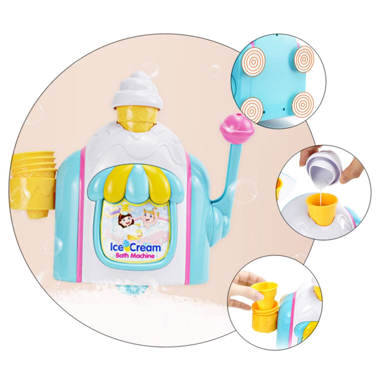 FOYTOKI 3 Sets Ice Cream Bubble Machine Toy - Foam Maker for Kids Bath, Sensory Play & Summer Fun - Bubble Blower for Pool Party, Outdoor Activities & Toddler Bath Time