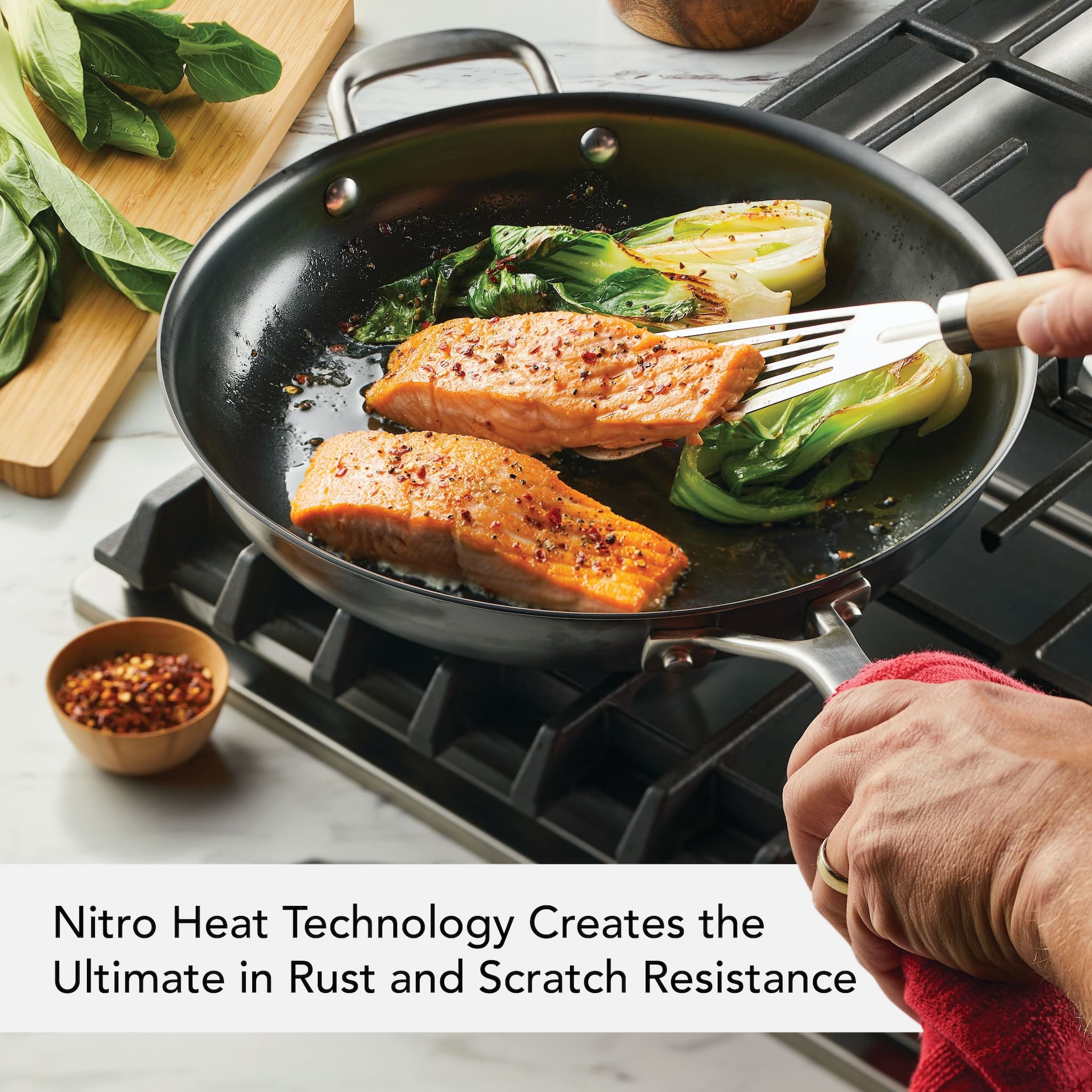 Premium NITRO Carbon Steel 12-Inch Skillet with Helper Handle - Professional-Grade Cookware for Searing, Frying & Baking - Perfect for Home Chefs & Restaurant Use