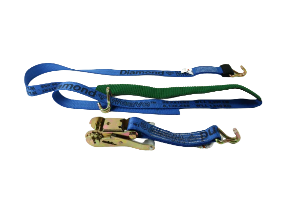 2-Pack 11' Diamond Weave Ratchet Straps with Wire Hooks - Heavy Duty 3-Point Wheel Tie Down Straps for Trucks, Trailers & Motorcycles - Includes 2' Low Profile Grip Sleeves for Secure Transport