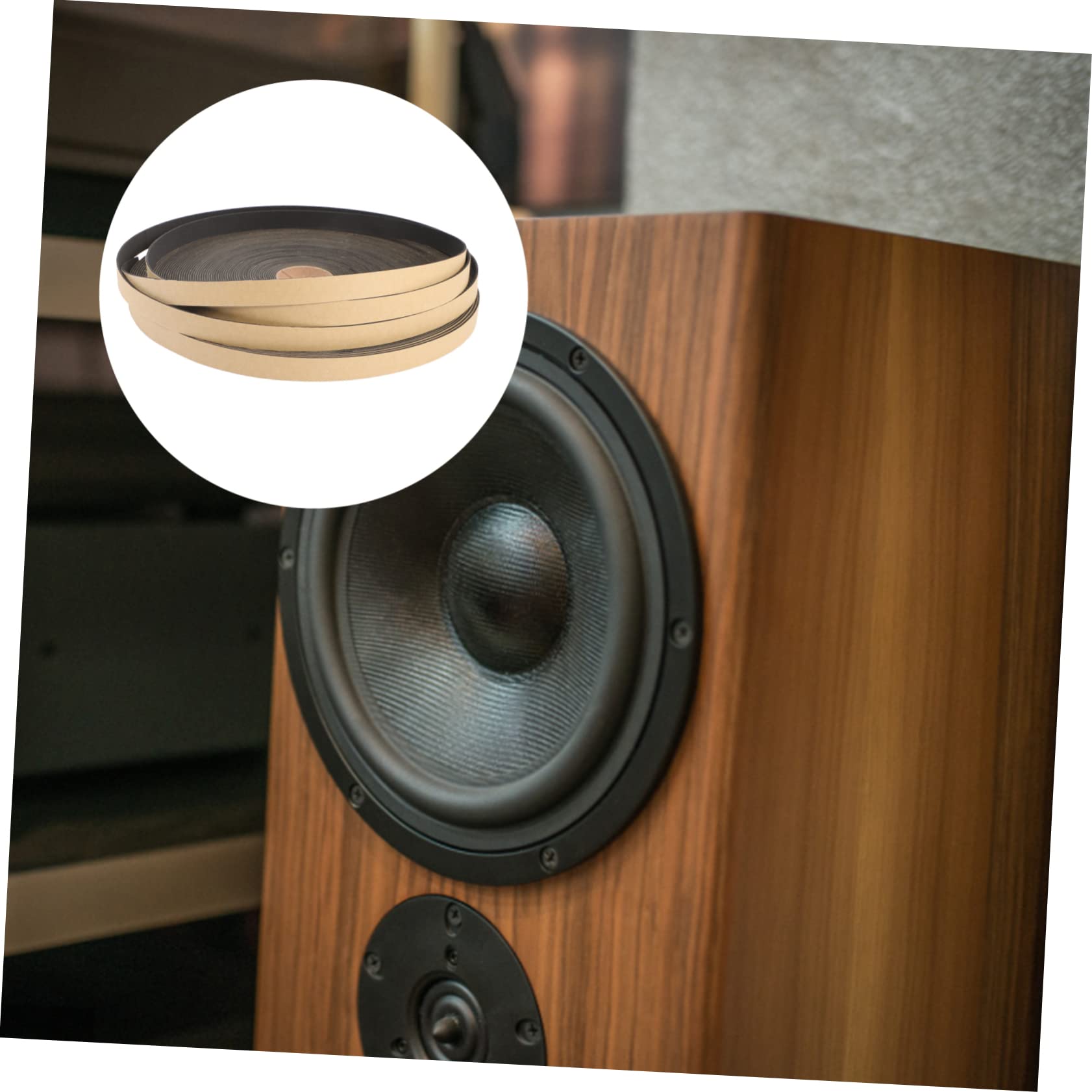 PartyKindom 1 Roll Speaker Shockproof Cotton Door Seal - Weatherproof Door Weather Stripping for Interior Doors, Windows & Cars - Double-Sided Adhesive Foam Tape, Sponge Pad for Soundproofing & Insulation - Perfect for Home, Office & Vehicle Weatherproofing