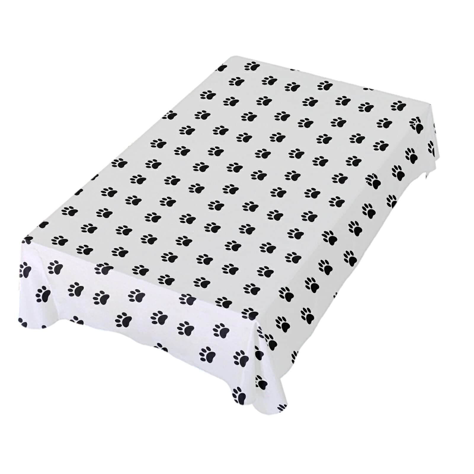 French Bulldog Dog Paw Pattern Polyester Tablecloth - 60 Inch Rectangle & Square Table Cover for Party Decor, Dinner Table Setting, Holiday Celebrations & Home Dining