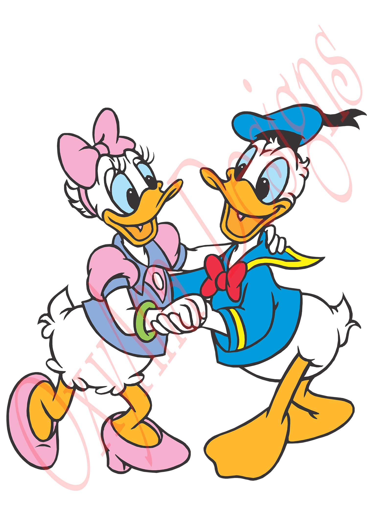 Daisy and Donald Duck Static Cling Window Decals - 7 Inch Reusable Vinyl Stickers for Windows, Mirrors & Polished Metal Surfaces - Perfect for Home Decor, Kids' Rooms & Office Spaces