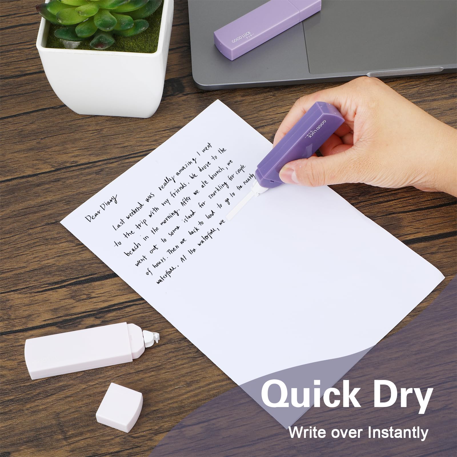 6PCS Mini Whiteout Correction Tape Rollers - Small Instant Correction Tapes for Students, Office & School Supplies - Cute Gradient Purple Whiteout Tape Set (Perfect for Homework, Notes & Document Editing)