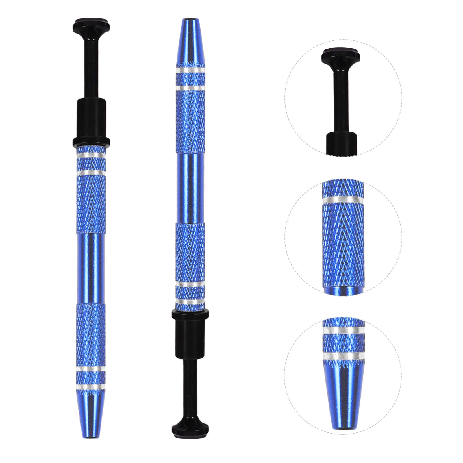 TEHAUX 2-Pack Precision Vacuum Suction Pen - Electronic Component Grabber & Pickup Tool for Tiny Parts - Ideal for Electricians, PCB Repair, and Jewelry Making (Metal & Plastic Construction)