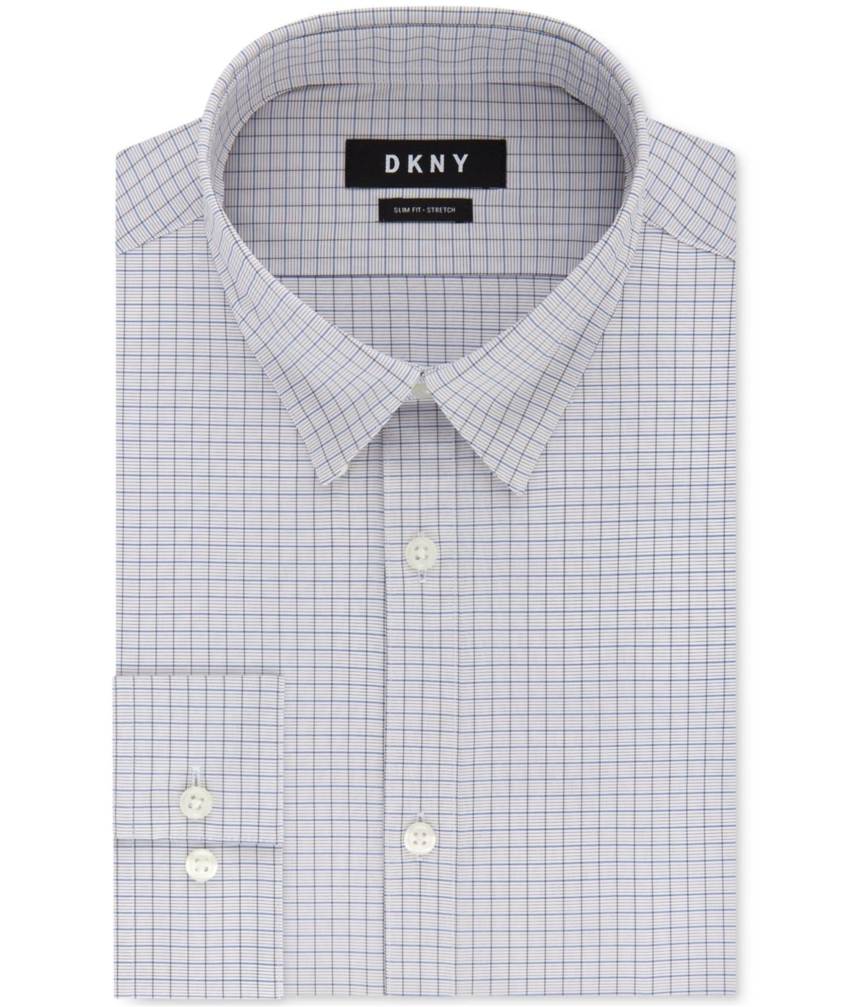 DKNY Men's Checkered Button-Up Dress Shirt - Formal & Business Casual Wear for Office, Meetings & Special Occasions