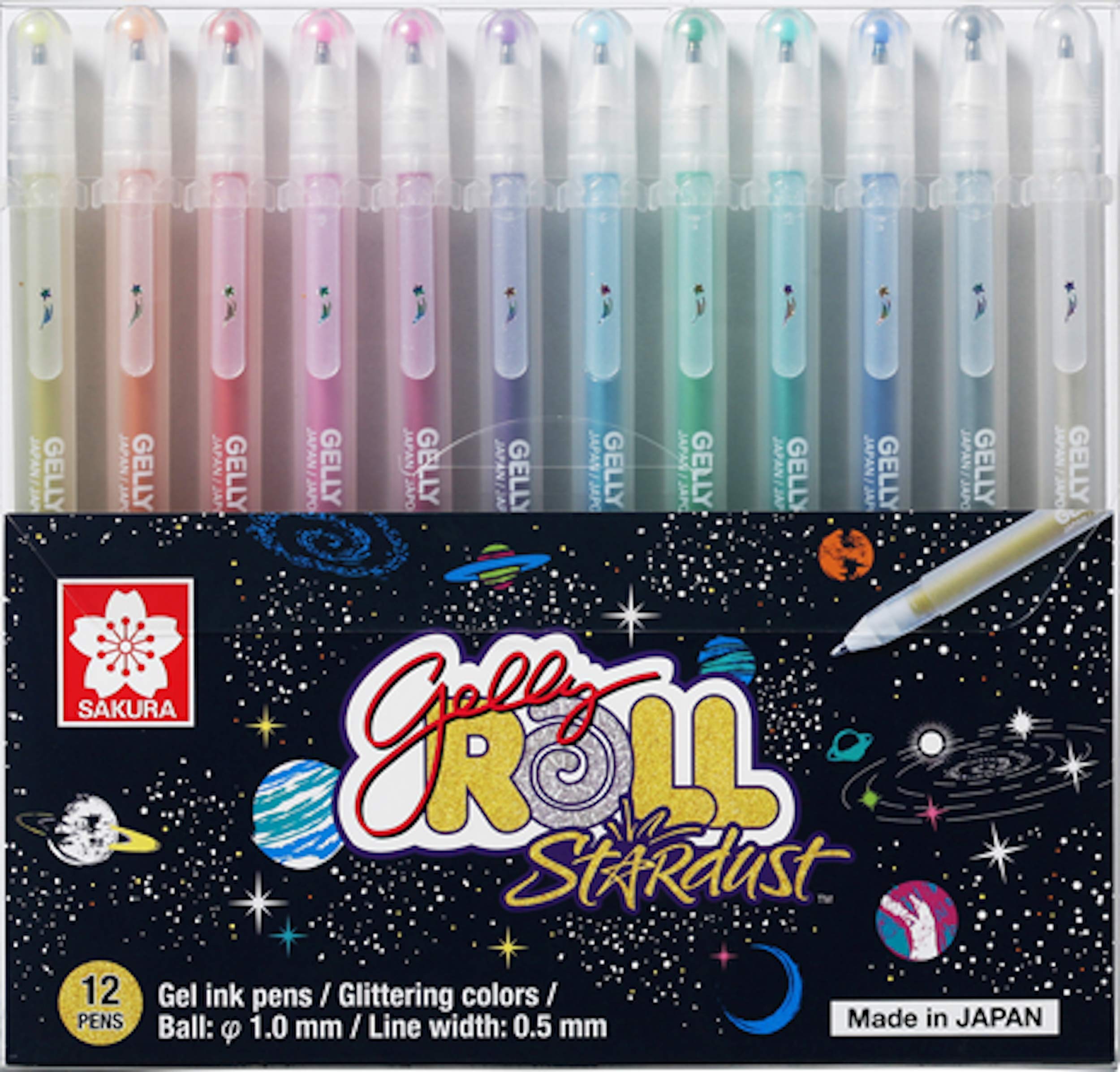 SAKURA Gelly Roll Stardust Gel Ink Pen Set - 12 Bold Sparkling Glitter Pens (Limited Edition, Made in Japan) for Journaling, Scrapbooking & Art Projects