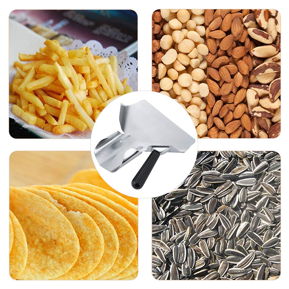 Stainless Steel Popcorn Scoop & French Fry Bagger - Multi-Purpose Dessert Scooper for Snacks, Ice Cream, and Dry Goods - Perfect for Movie Nights, Parties, and Food Service