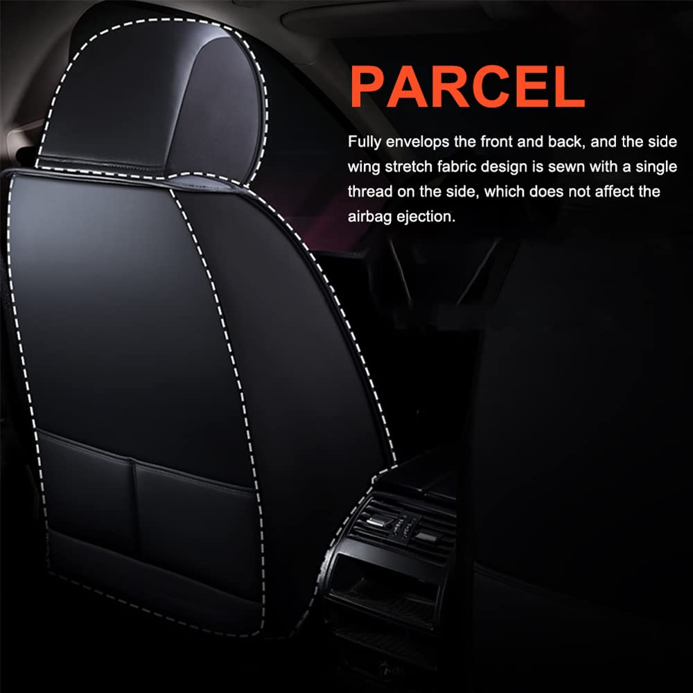 Premium All-Season Luxury Car Seat Covers for Volkswagen Jetta - Leather, Waterproof, Non-Slip & Airbag Compatible (Black/Red) | Perfect for Daily Commute, Road Trips & Car Protection