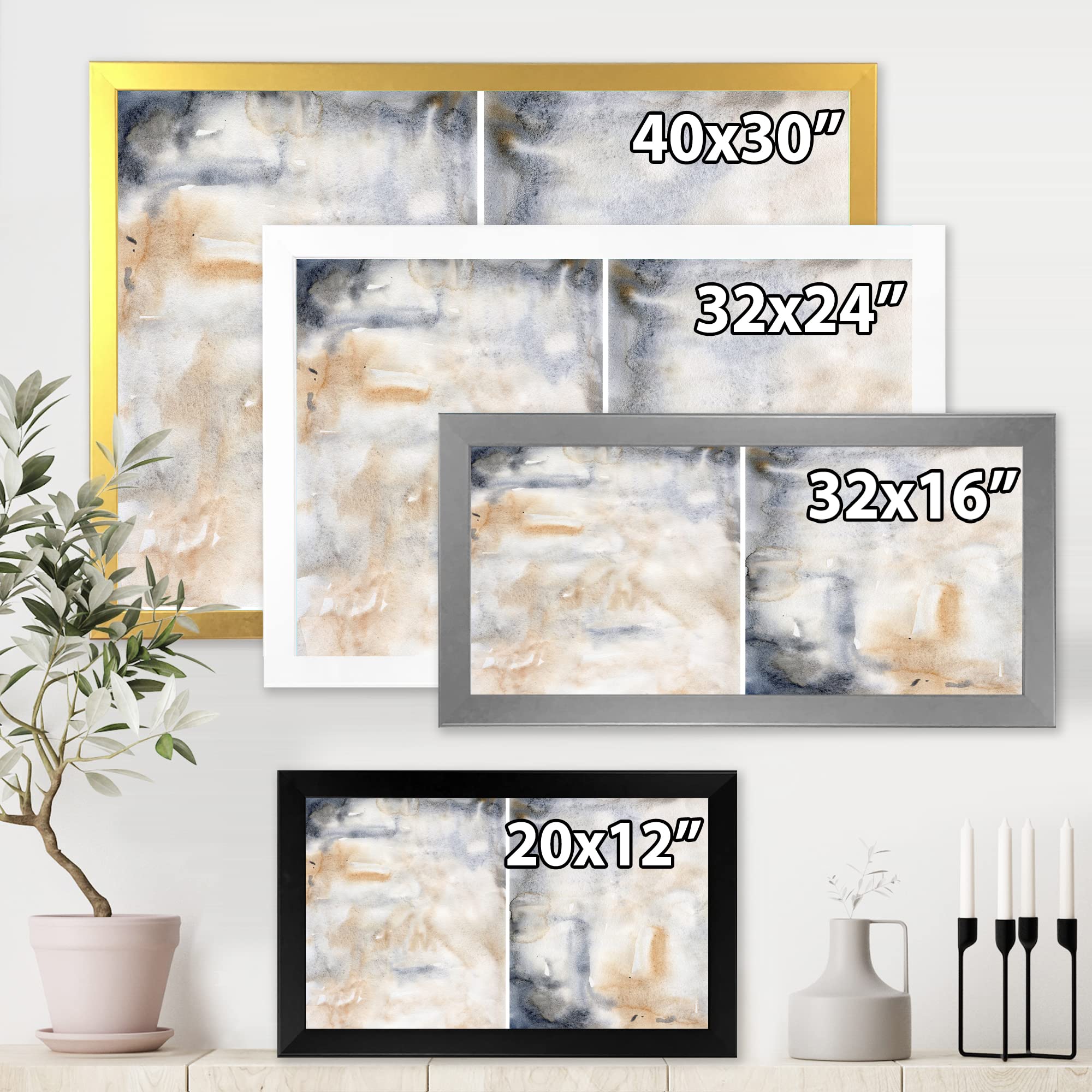 DesignQ Paste - Abstract Dark Blue and Beige Modern Framed Wall Art for Living Room, Bedroom & Office Decor | Premium Canvas Painting for Home & Office Interior Design