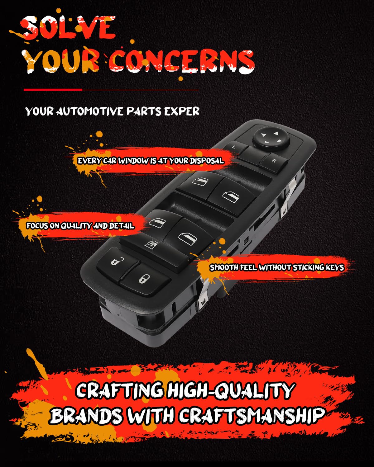 Power Window Switch Master Control for 2013-2016 Dodge Dart - Driver Side Window Regulator Replacement - Perfect for Car Window Repair & DIY Automotive Maintenance