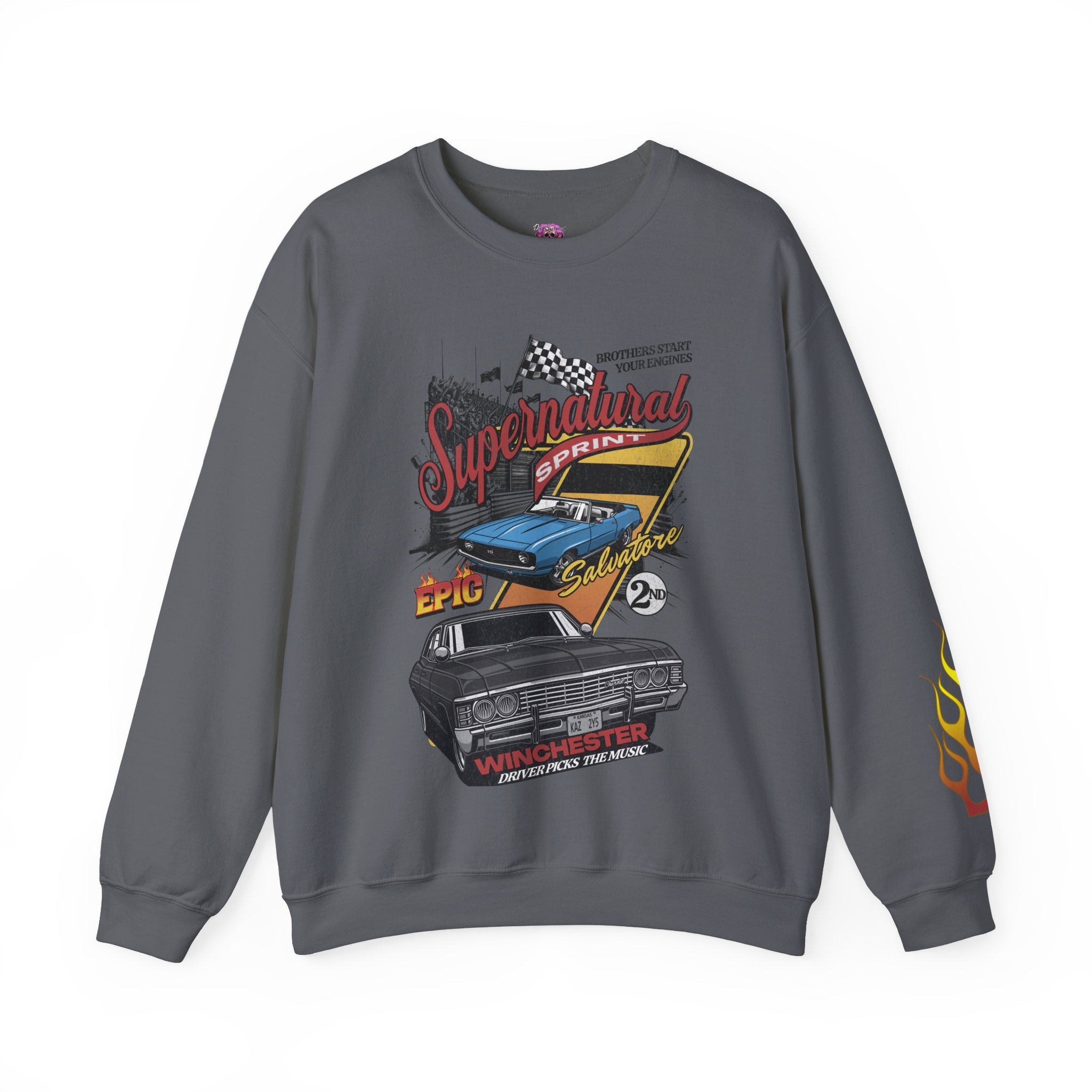 Supernatural Sprint Distressed Crewneck Sweatshirt - Vintage Style Pullover for Men & Women - Casual Streetwear for Running, Gym & Everyday Wear