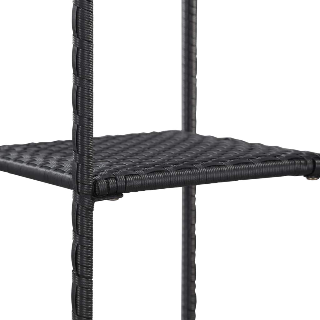 3-Tier Industrial Storage Shelf - Black Poly Rattan Bookcase & Display Rack (11.8