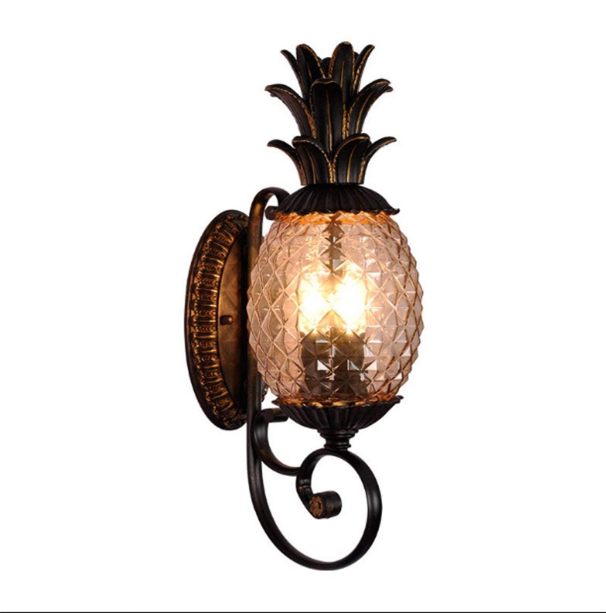 Vintage Pineapple Wall Sconce - Waterproof Outdoor Wall Lamp for Balcony, Patio & Garden - Retro Indoor Decorative Lighting Fixture - Perfect for Porch, Bedroom & Living Room Decor