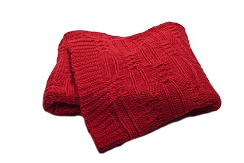 Chunky Cable Knit Acrylic Throw Blanket - Soft & Warm Cadenza Red - Perfect for Sofa, Bed & Winter Coziness