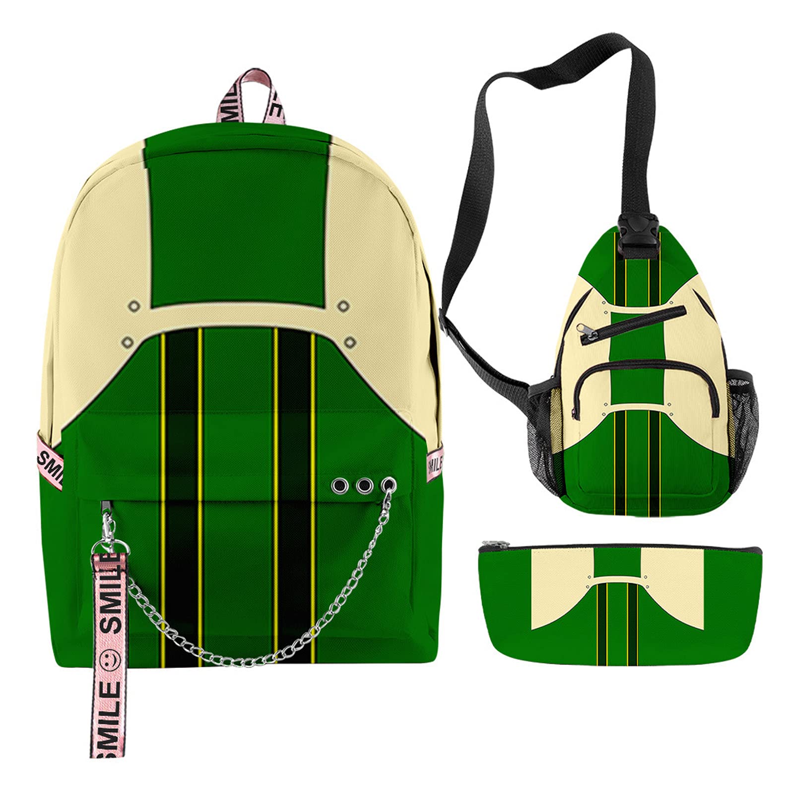 My Hero Academia Anime Backpack - Bakugou Katsuki Themed School Bag for Teens & Students, Unisex Design, 3-Piece Set (Style G) - Perfect for School, Cosplay, and Anime Conventions