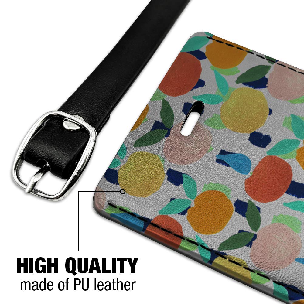 Vibrant Citrus Tropical Fruits Design Leather Luggage Tag - Durable Rectangle ID Card Holder for Travel Bags, Suitcases & Backpacks - Perfect for Vacation, Business Trips & Personalized Identification