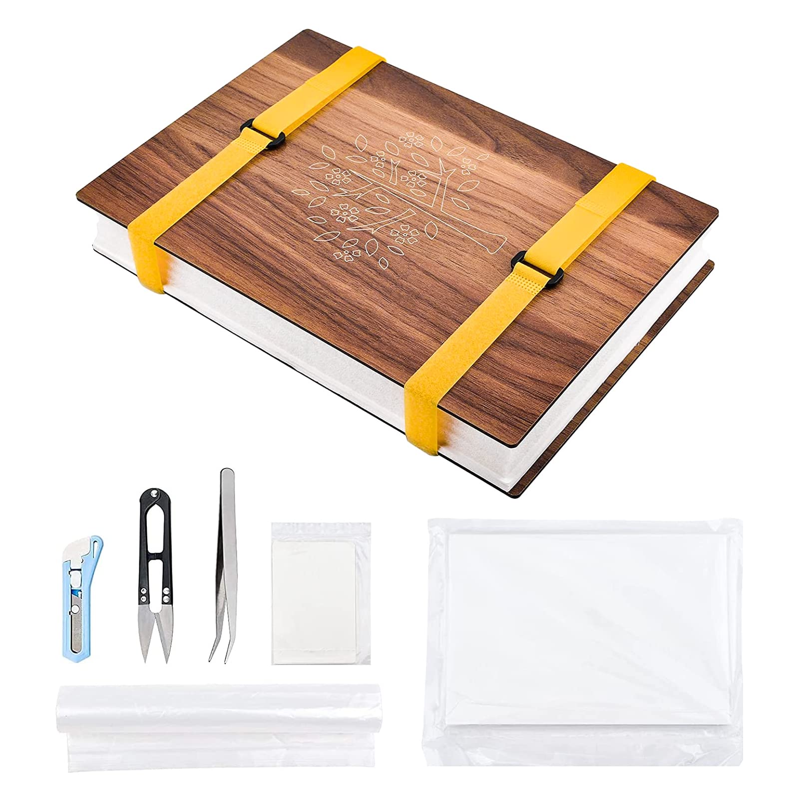 WANDIC Large Wooden Flower Press Kit for DIY Art, Handicrafts & Specimens - Plant Press Book, Leaves Press Kit for Outdoor Learning & Nature Exploration - Perfect for Botanical Art, Scrapbooking & Educational Projects