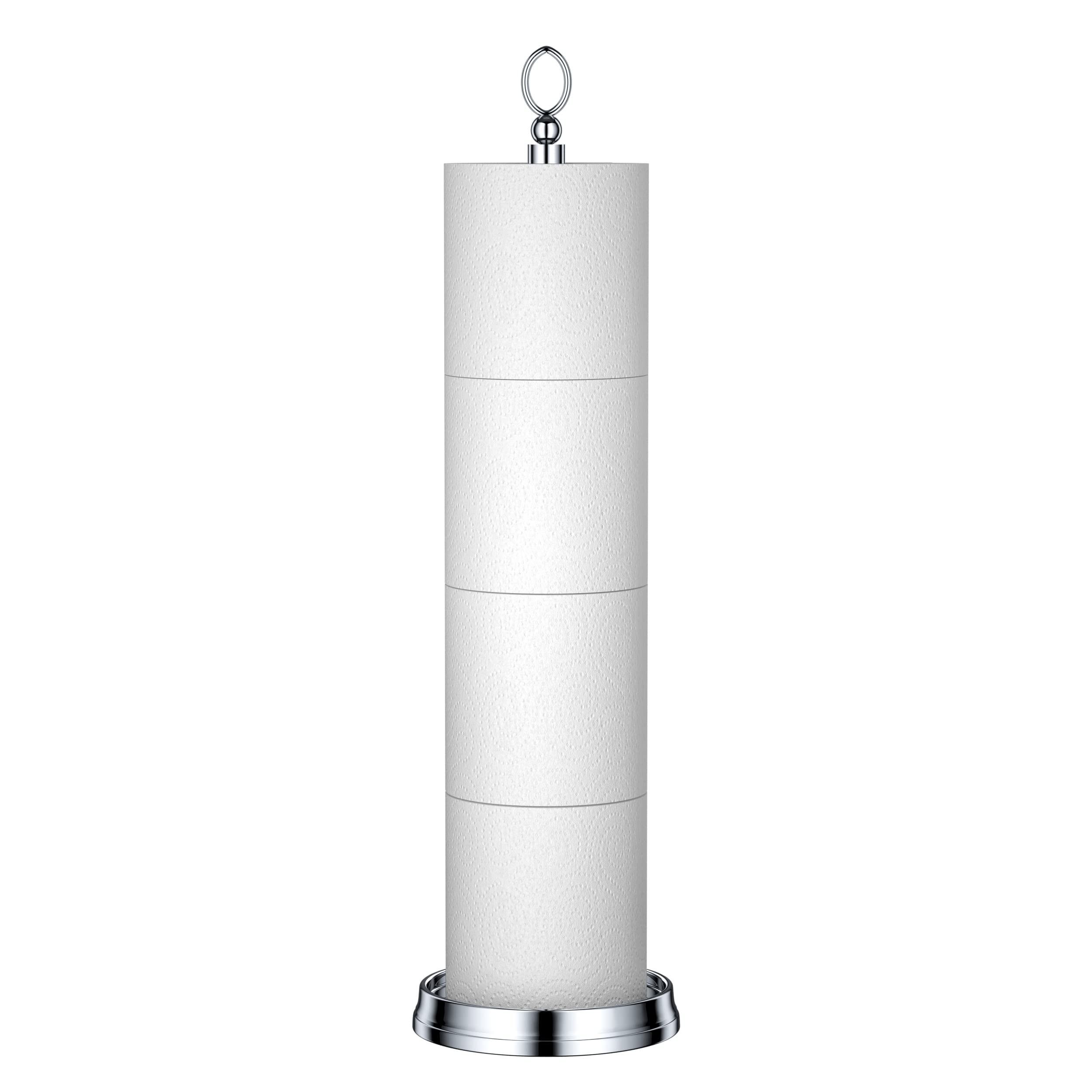 Heavy Duty Free Standing Toilet Paper Holder with Spare Roll Storage - 22.5