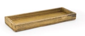 Rustic Wood Serving Tray Set of 4 - Natural Wooden Rectangular Trays 11.75