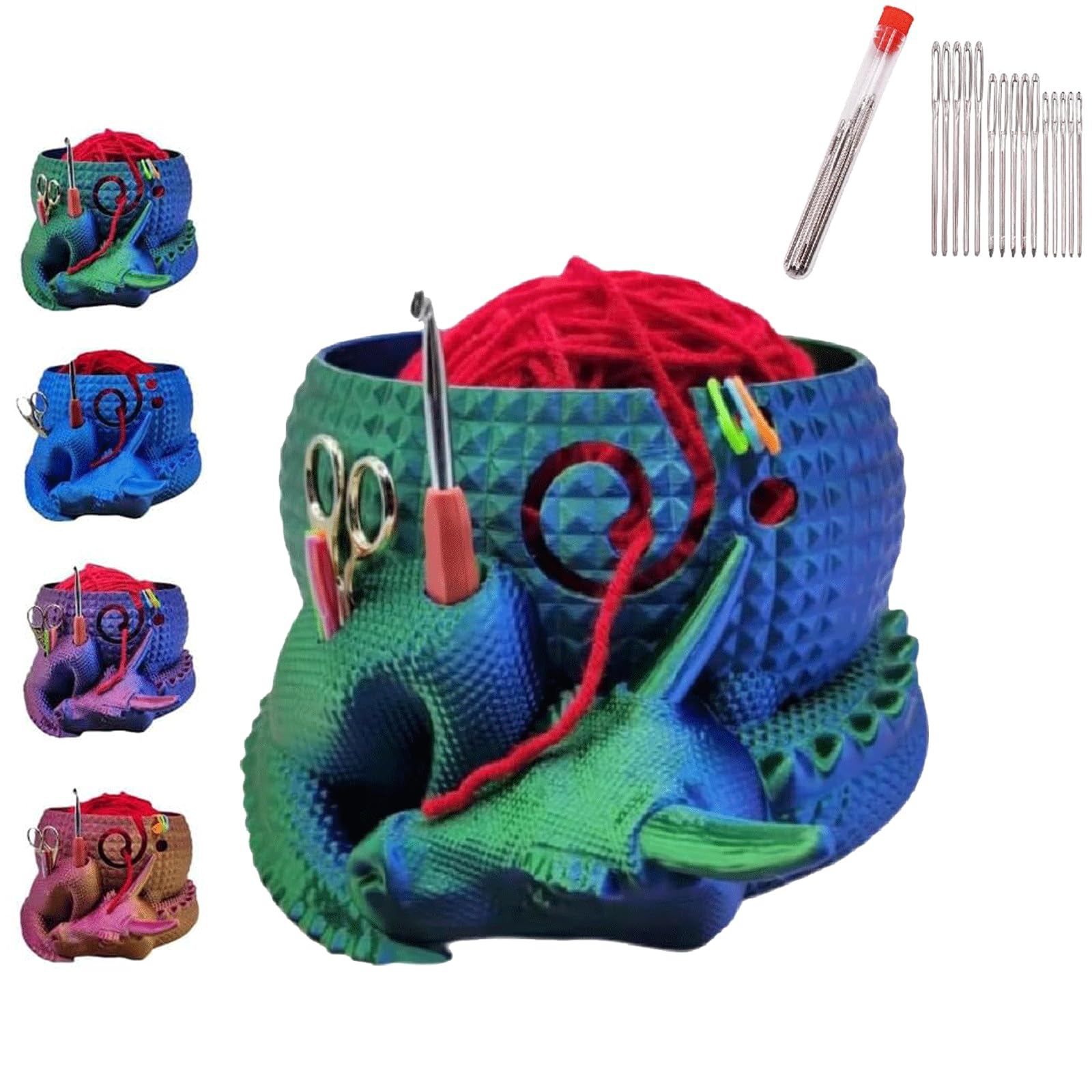 MRTLSiQi Fantasy Dragon & Egg Yarn Bowl - Premium Ceramic Knitting & Crochet Yarn Holder with Storage Compartment - Perfect for Knitters, Crocheters & Craft Lovers - Great Gift for Yarn Craft Enthusiasts - Use for Home Decor, Craft Room Organization & DIY Projects (Style B)