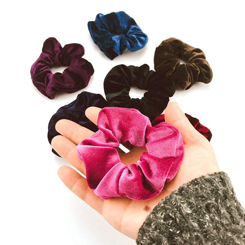 Soft Velvet Elastic Hair Scrunchies for Women & Girls - 12 Pack Hair Ties, No-Slip Hair Bands for Ponytails, Workouts & Everyday Use