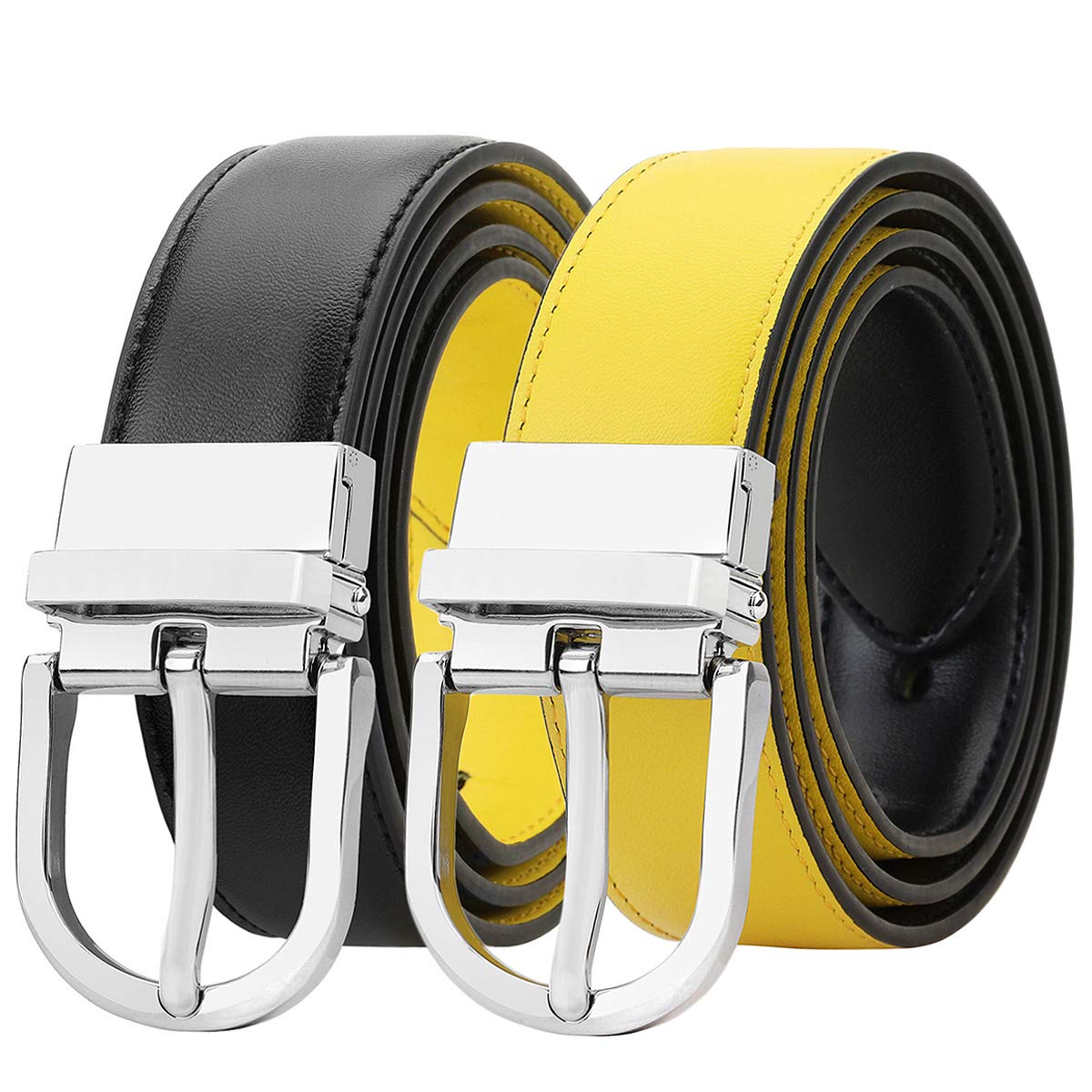 Falari Reversible Genuine Leather Belt for Women & Kids - 2 Colors in 1 Belt with Single Prong Buckle | Perfect for Casual Wear, Office Outfits & Daily Fashion Accessories