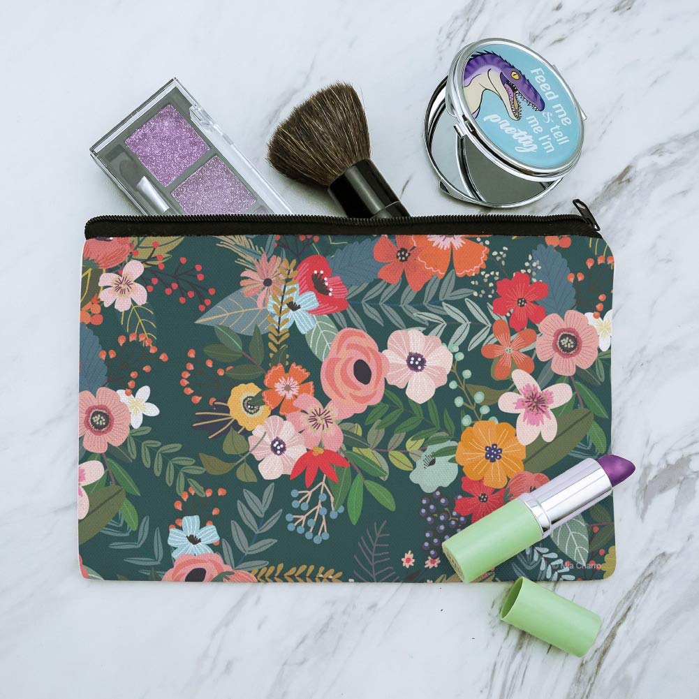 Anna Floral Pattern Makeup Cosmetic Bag Organizer Pouch - Waterproof Travel Toiletry Case for Women, Perfect for Gym, Vacation & Daily Beauty Storage