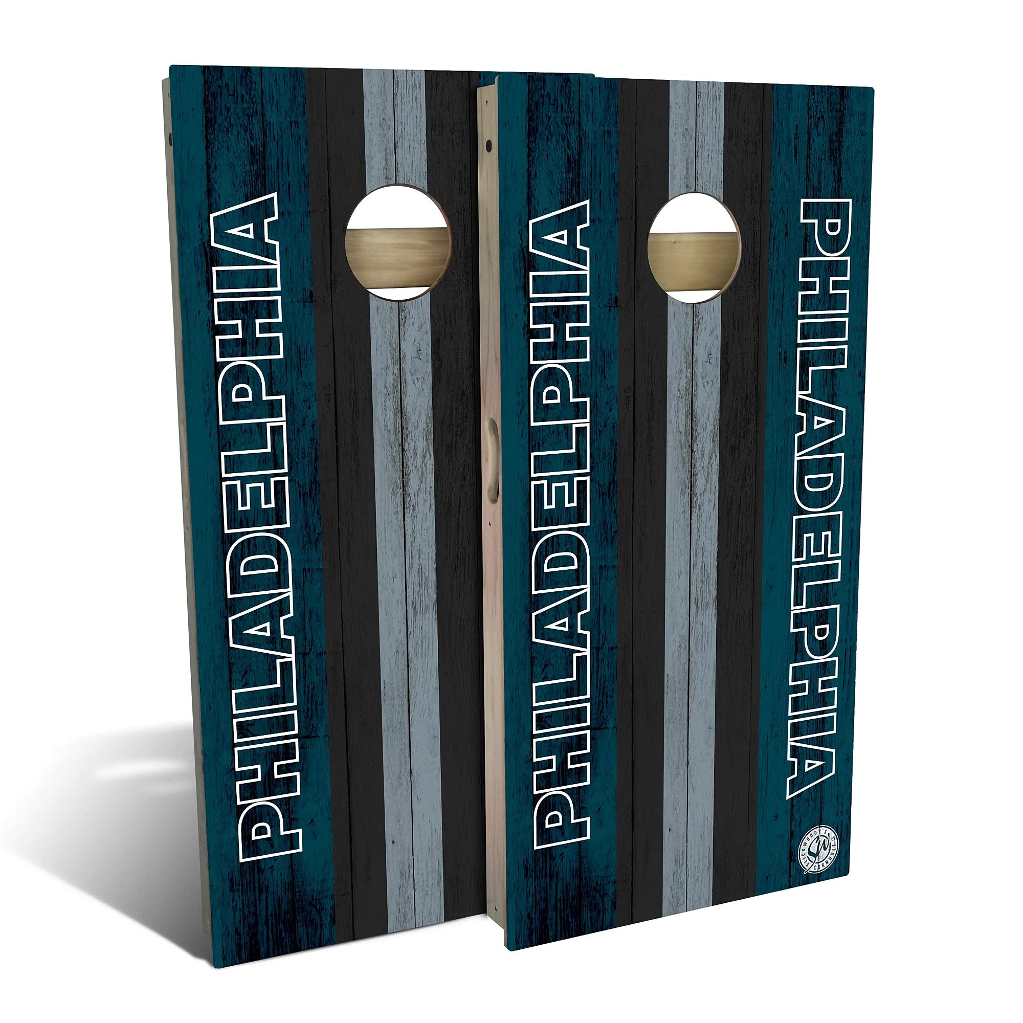 Skip's Garage Philadelphia Themed Cornhole Board Set - Custom Size & Accessories - 2 Boards & 8 Bags Included - Perfect for Tailgating, Backyard BBQs & Game Nights