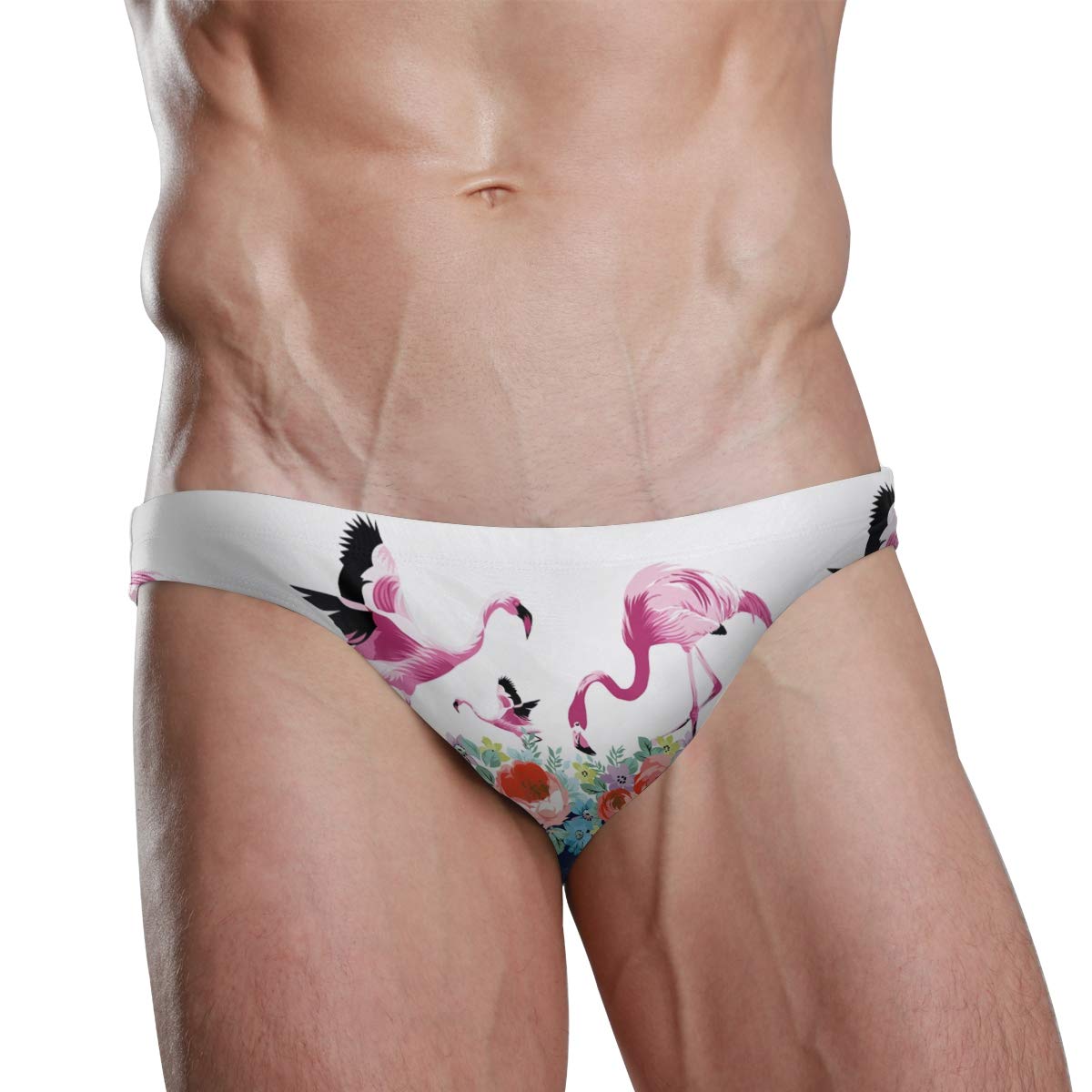 Flamingo & Flower Print Swim Brief Bikini - Athletic Beach Swimwear for Men & Women | Pool, Vacation & Summer Outfits