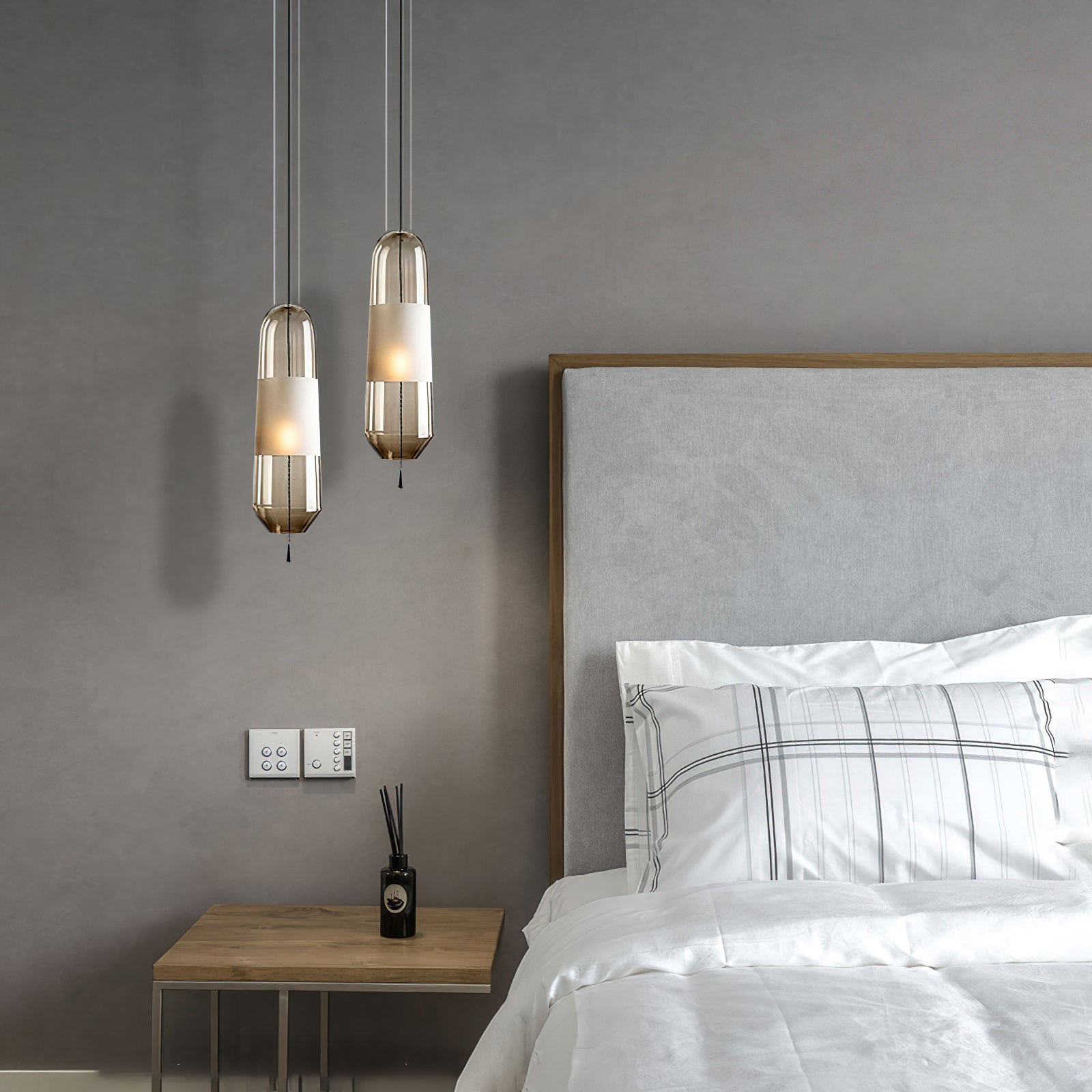 Modern Glass Pendant Light with Capsule Design - Elegant Hanging Fixture for Kitchen Island, Dining Room, or Bedroom Lighting