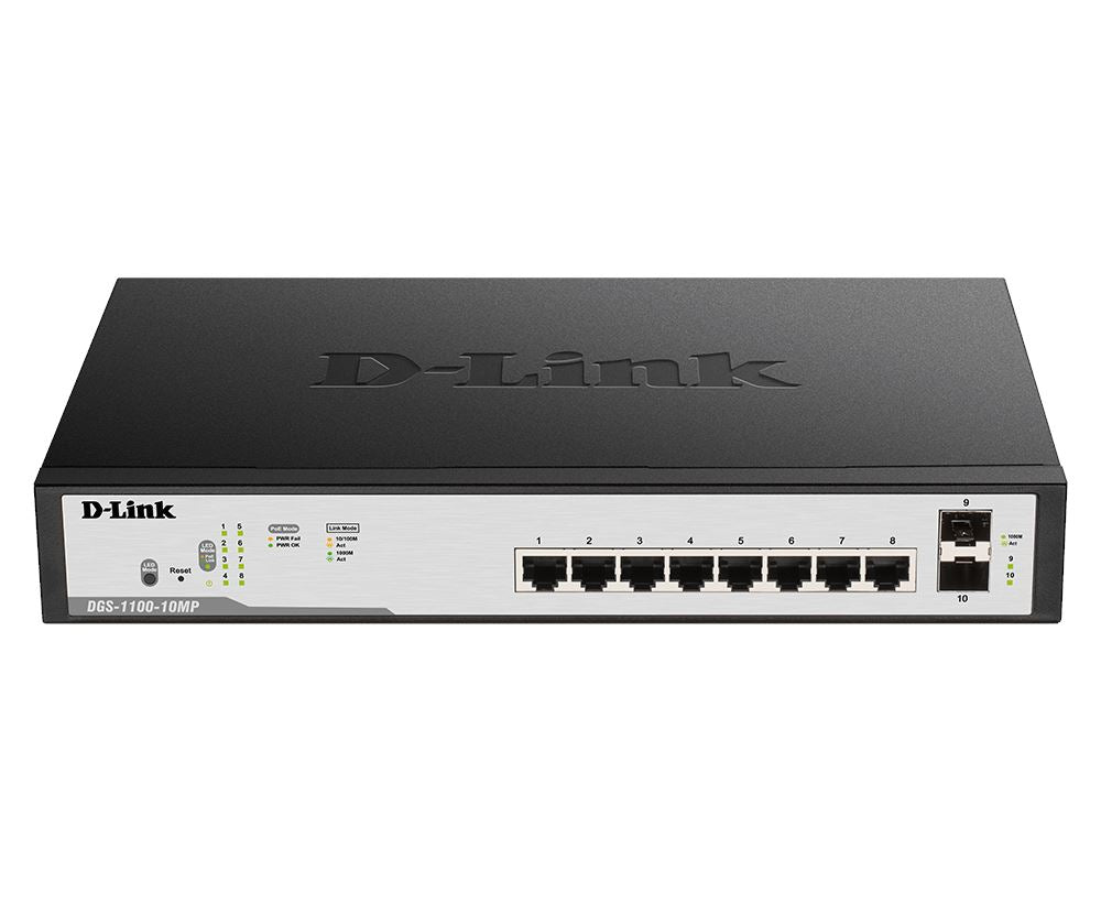 D-Link DGS-1100-10MP 10-Port Gigabit PoE Smart Managed Switch - Network Switch for Office, Home & Small Business - Fast Ethernet with Power Over Ethernet (PoE) Support