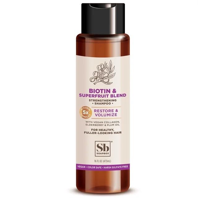 Biotin & Superfruit Blend Strengthening Shampoo for All Hair Types - 16 oz | Volumizing & Hair Growth Treatment for Thinning Hair - Perfect for Daily Use & Damaged Hair Repair