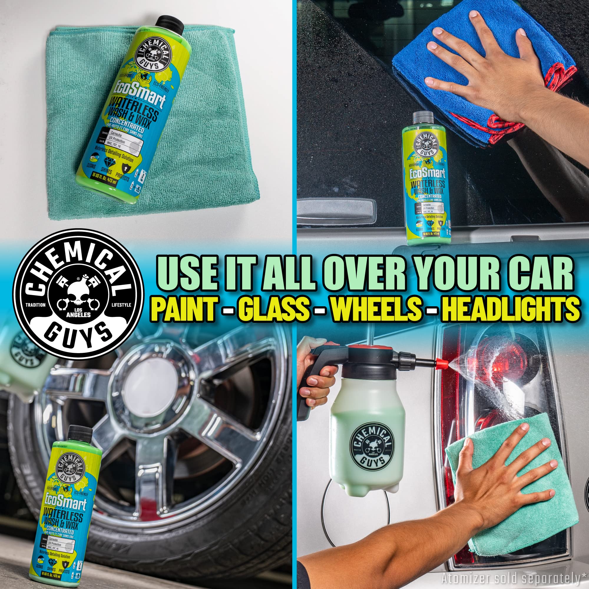 Chemical Guys WAC_707 EcoSmart Hyper Concentrated Waterless Car Wash & Wax (1 Gallon) with ACC_130 Chemical-Resistant Heavy Duty Spray Bottle (32 oz) - Perfect for Quick Car Detailing, RV Cleaning & Mobile Auto Care