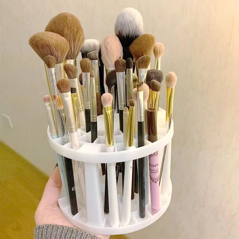 49-Hole Paint Brush Holder Stand - Organize Artist & Makeup Brushes, Pens, Pencils & Small Tools (Black) - Perfect for Art Studios, Makeup Vanity & Craft Rooms
