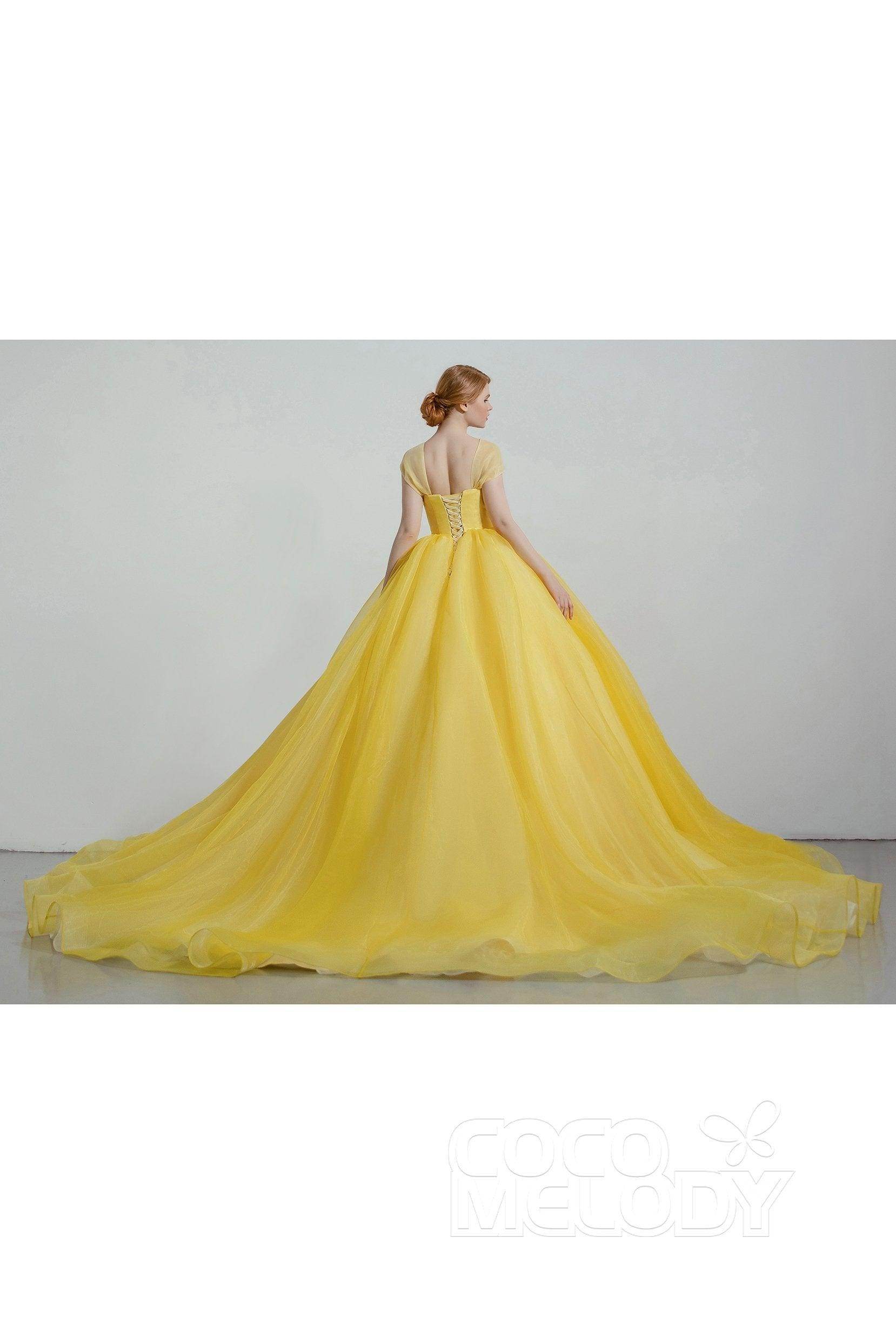 Elegant Princess Court Train Organza & Satin Wedding Gown CW2100 - Perfect for Bridal, Formal Events & Romantic Photos