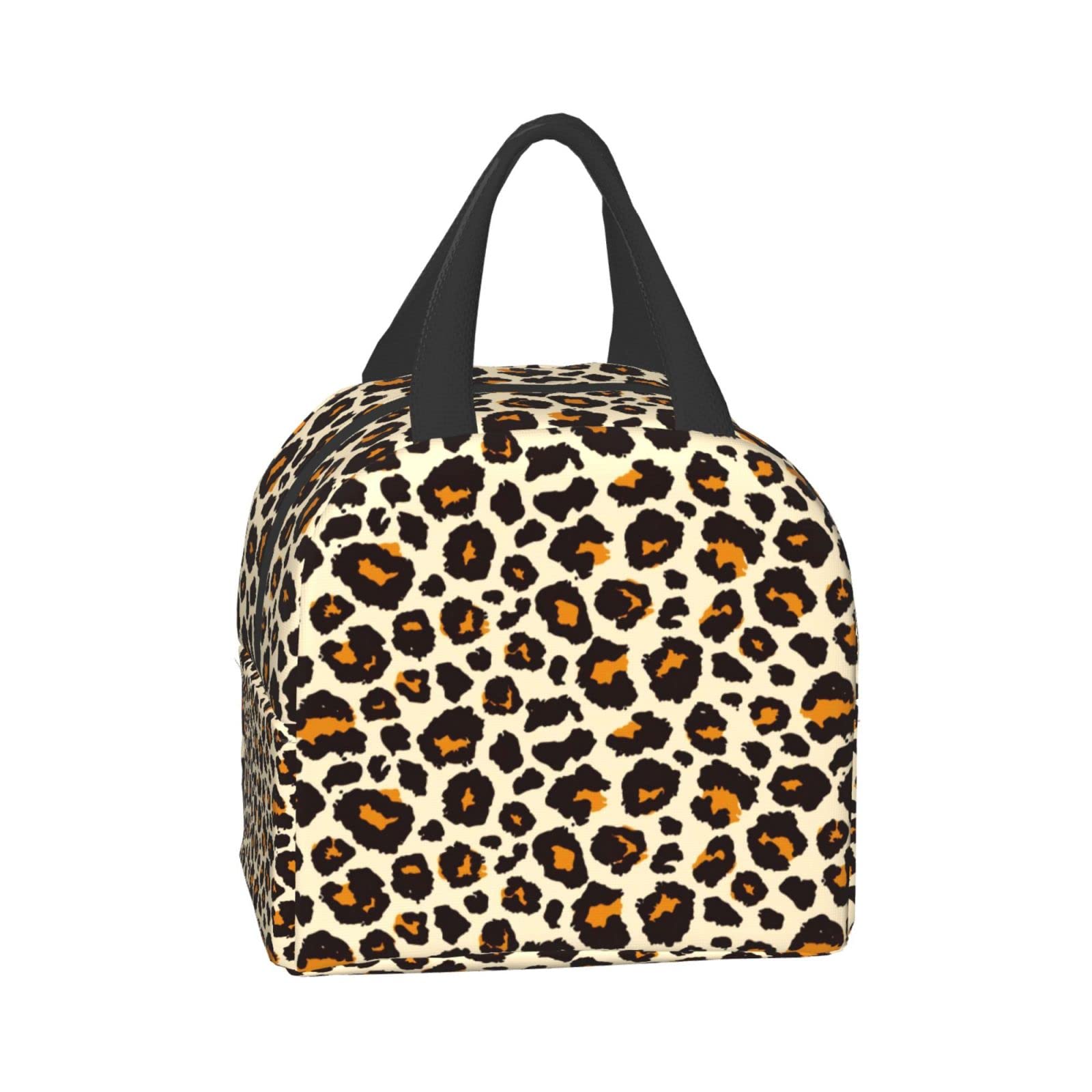 Leopard Print Insulated Lunch Bag for Women - Portable, Leakproof & Thermal Cooler Lunch Box - Reusable Cheetah Design Lunchbox for Office, Work, Picnic, Beach & Outdoor Activities