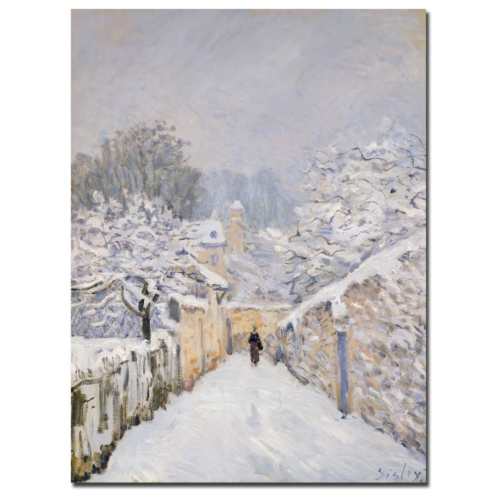 Alfred Sisley Snow at Louveciennes 1878 Canvas Art Print - Famous Impressionist Landscape Painting - Home & Office Wall Decor