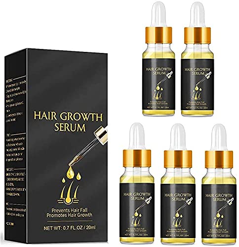 Edgmlxg LAVDIK Ginger & Biotin Hair Growth Serum - Fast Hair Thickening Essential Oil for Hair Loss Treatment & Prevention - Herbal Formula for Stronger, Healthier Hair (5 Pack) - Perfect for Daily Hair Care Routine & Scalp Massage