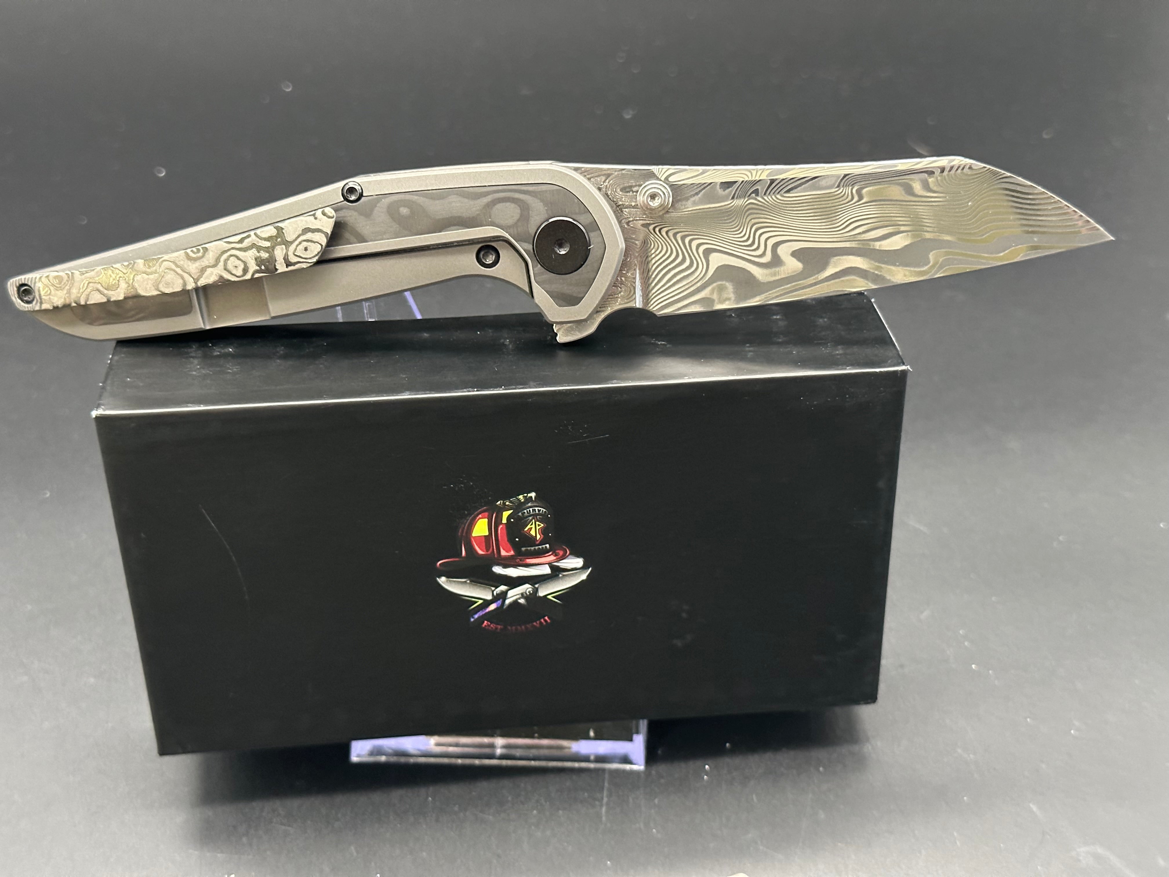 Adam Purvis Progeny V3 Thor Damasteel Folding Knife - Premium EDC Pocket Knife for Outdoor, Camping, and Everyday Carry