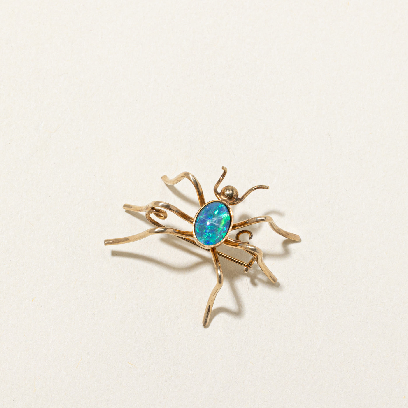 Vintage Opal Spider Brooch - 0.60ct Genuine Opal Jewelry for Women | Gothic Fashion Accessory, Halloween Costume Jewelry, Steampunk Outfit Enhancer