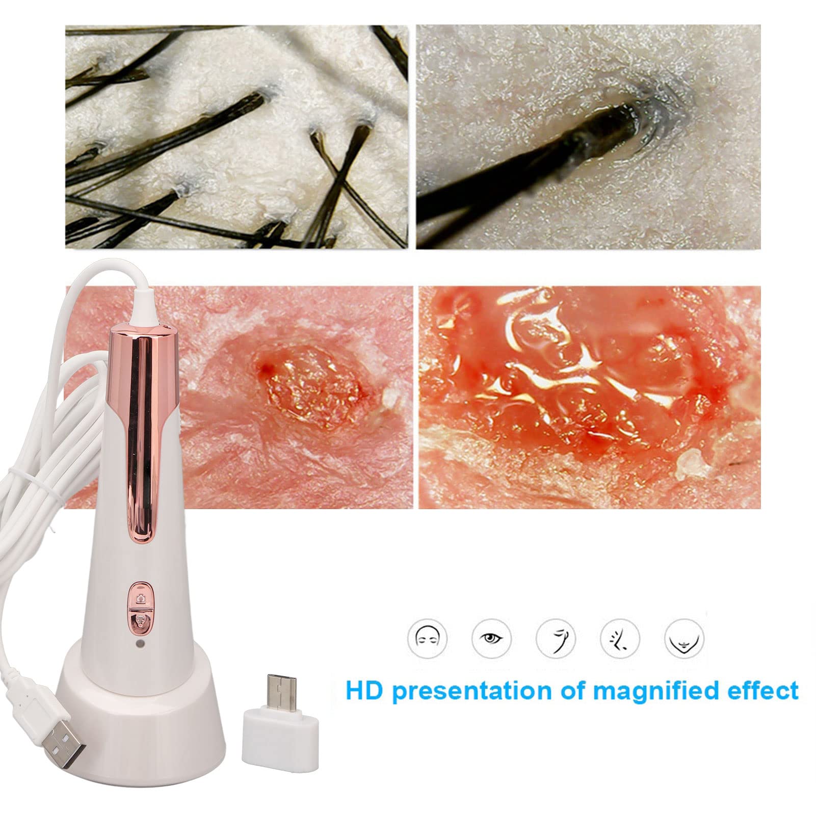 80X Precision Portable Digital Skin Analyzer - Facial Skin Tester for Water & Oil Levels | Detect Skin Problems | Perfect for Travel, Home & Beauty Salons | Ideal for Personalized Skincare Routines & Professional Skin Analysis
