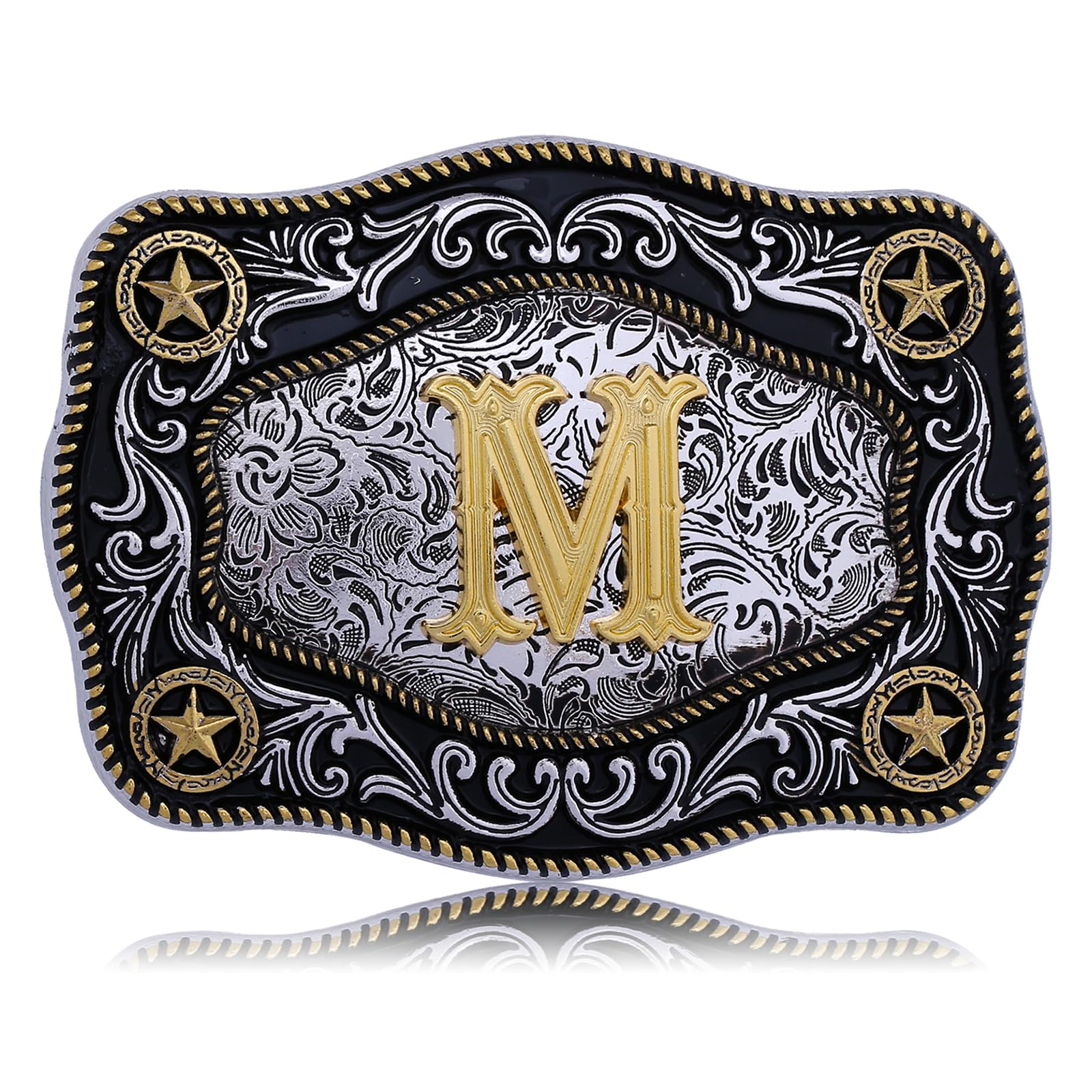 Personalized Initial Western Belt Buckle - Large Gold Cowboy Belt Buckle for Men & Women - ABCDJMR to Z - Perfect for Rodeo, Country Music Festivals & Western Fashion