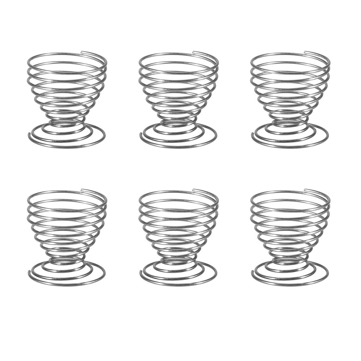 DOITOOL 6-Pack Stainless Steel Egg Cups - Mini Spring Wire Egg Holder for Boiled Eggs, Perfect for Breakfast, Kitchen Storage & Easter Decor