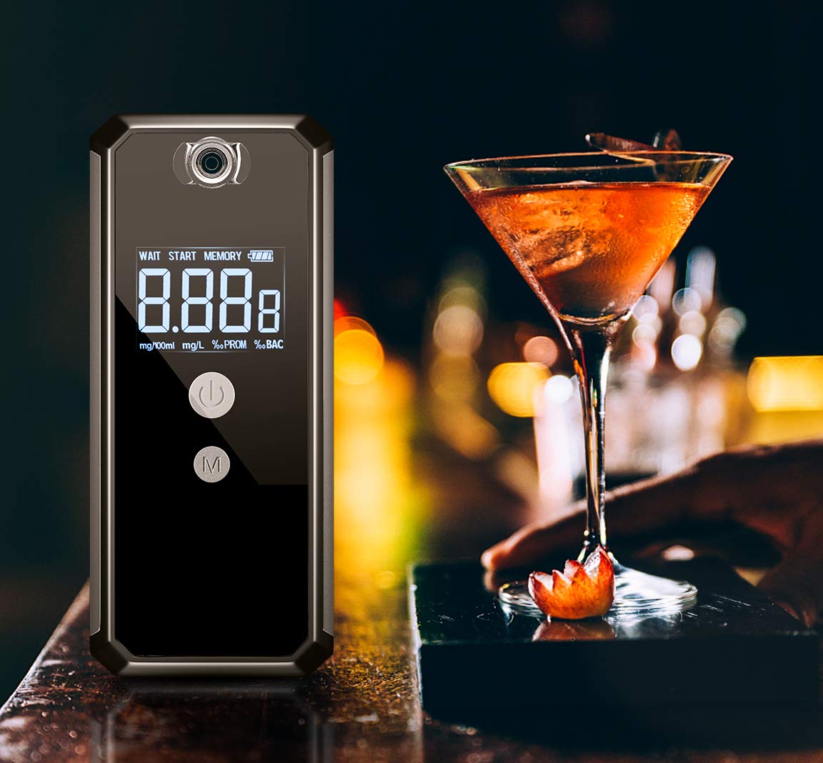 Professional Fuel Cell Sensor Breathalyzer - High Accuracy USB Rechargeable Alcohol Tester for Police & Personal Use | Includes 10 Mouthpieces | Perfect for Law Enforcement, Workplace Testing & Home Safety