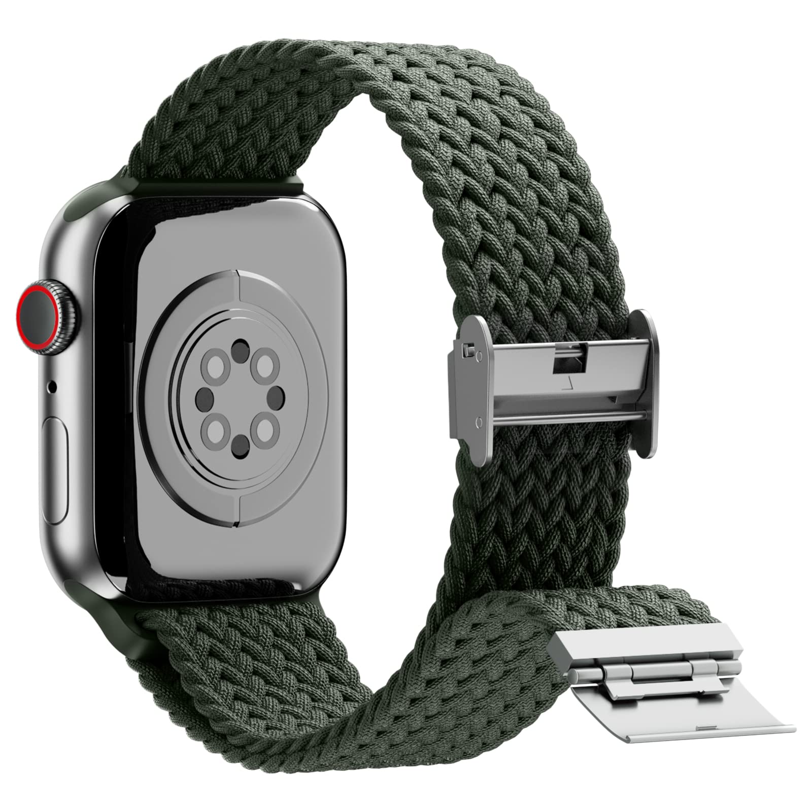 Braided Nylon Apple Watch Bands for Series 9/8/7/6/5/4/3/2/SE/Ultra/Ultra 2 - Adjustable, Breathable Replacement Strap for 38mm/40mm/41mm/42mm/44mm/45mm/49mm - Perfect for Workouts, Running & Everyday Wear
