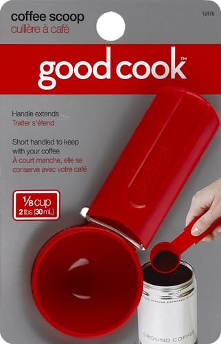 BRADSHAW INTERNATIONAL 12475 Red Coffee Measuring Scoop - 1 Tbsp Stainless Steel Scoop for Coffee, Tea, Protein Powder & Spices | Perfect for Kitchen, Coffee Shop & Baking