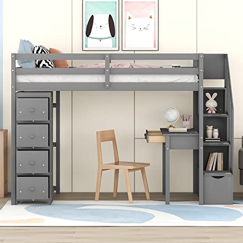 Gray +Drawers +Stairs +Desk