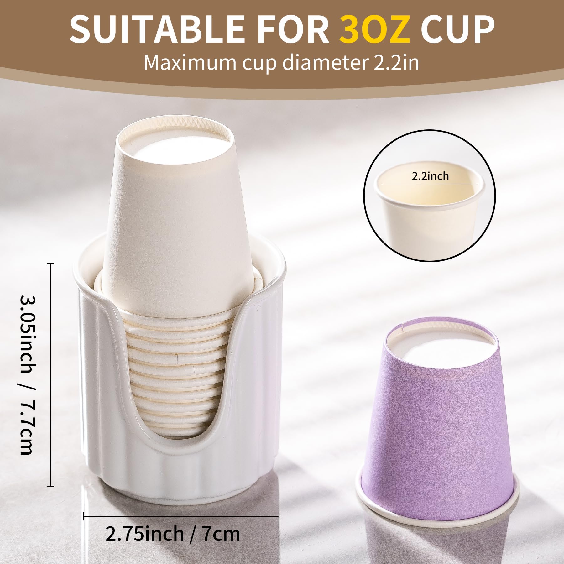 Stylish Vertical Stripes Ceramic Bathroom Cup Dispenser - Holds 3oz Dixie Paper Cups & Mouthwash Cups for Vanity Countertops | Perfect for Guest Bathrooms, Hotels, and Home Use
